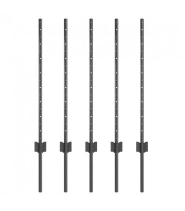 vidaXL Embedded Fence Post 5 pcs Grey 120 cm Powder-Coated Steel