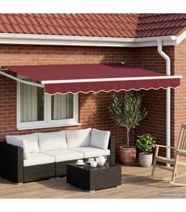vidaXL Electric Retractable Awning Burgundy and White 3 x 2.5 m