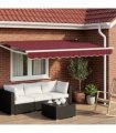 vidaXL Electric Retractable Awning Burgundy and White 3 x 2.5 m