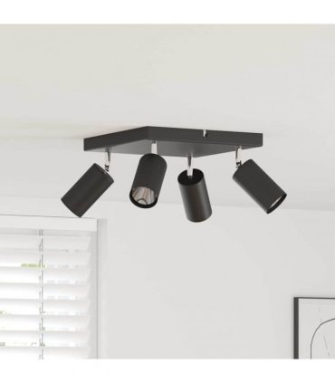 vidaXL Ceiling Spotlight with Spotlights Black 26 x 26 x 16 cm Metal