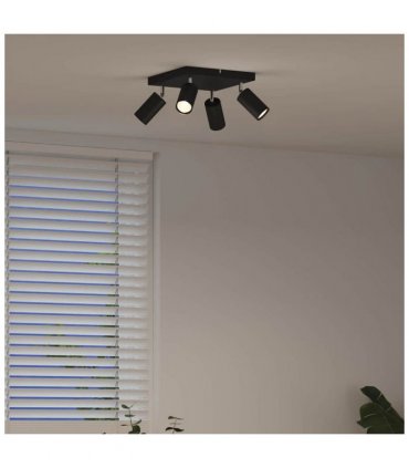 vidaXL Ceiling Spotlight with Spotlights Black 26 x 26 x 16 cm Metal
