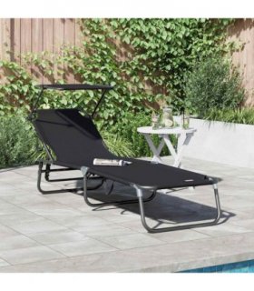 vidaXL Folding Sun Lounger Folding Black 190 x 57 x 81 cm Oxford