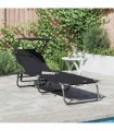 vidaXL Folding Sun Lounger Folding Black 190 x 57 x 81 cm Oxford
