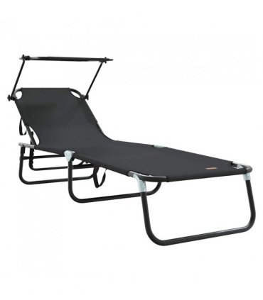 vidaXL Folding Sun Lounger Folding Black 190 x 57 x 81 cm Oxford