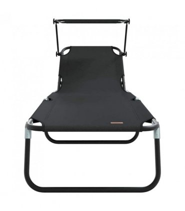 vidaXL Folding Sun Lounger Folding Black 190 x 57 x 81 cm Oxford