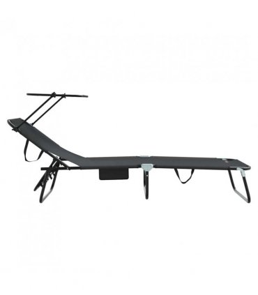 vidaXL Folding Sun Lounger Folding Black 190 x 57 x 81 cm Oxford