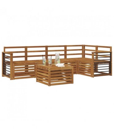 vidaXL Sectional Sofa Set 6 pcs Natural Solid Acacia Wood
