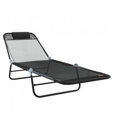 vidaXL Folding Sun Lounger Folding Black 182 x 55 x 85.5 cm Textilene
