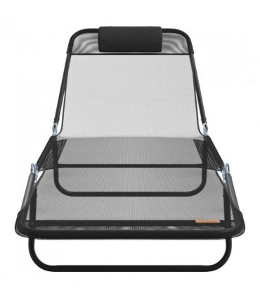 vidaXL Folding Sun Lounger Folding Black 182 x 55 x 85.5 cm Textilene