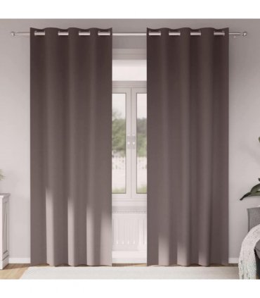 vidaXL Blackout Curtains with Rings 2 pcs Dark Brown 260 x 140 cm