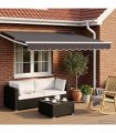 vidaXL Electric Retractable Awning Anthracite and White 3 x 2.5 m