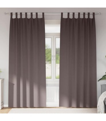 vidaXL Blackout Curtains with Rings 2 pcs Dark Brown 245 x 140 cm