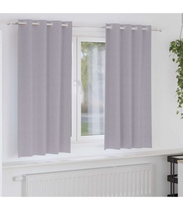 vidaXL Blackout Curtains with Rings 2 pcs Metal Grey 175 x 140 cm