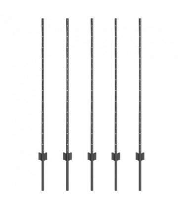 vidaXL Embedded Fence Post 5 pcs Grey 160 cm Powder-Coated Steel