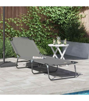 vidaXL Folding Sun Lounger Folding Grey 188 x 57 x 86.5 cm Polyester