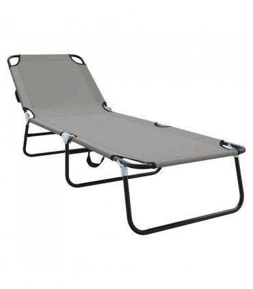 vidaXL Folding Sun Lounger Folding Grey 188 x 57 x 86.5 cm Polyester