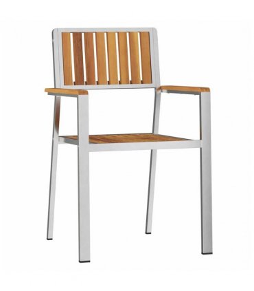 vidaXL Garden Chair 4 pcs Solid Acacia Wood and Stainless Steel