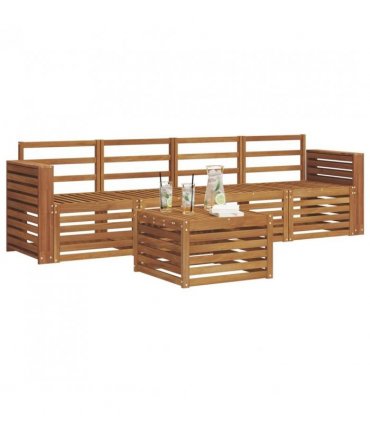 vidaXL Sofa Sets 5 pcs Natural Solid Acacia Wood