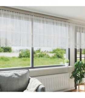 vidaXL Lace Curtain with Curtains Floral White 120 x 750 cm Polyester
