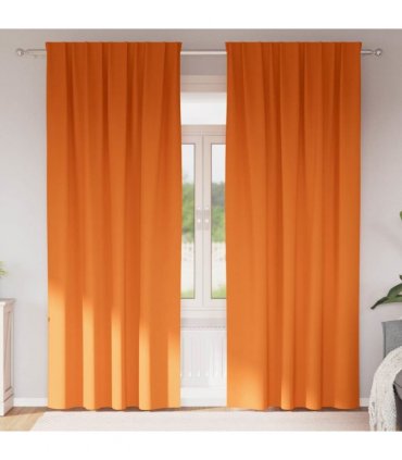 vidaXL Blackout Curtains with Rings 2 pcs Bright Orange 260 x 140 cm