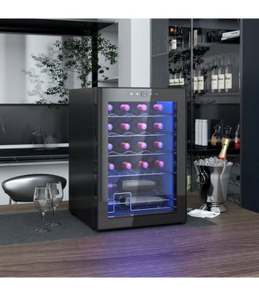Freestanding Wine Cooler Fridge with Glass Door, 20 Bottle, LED Light