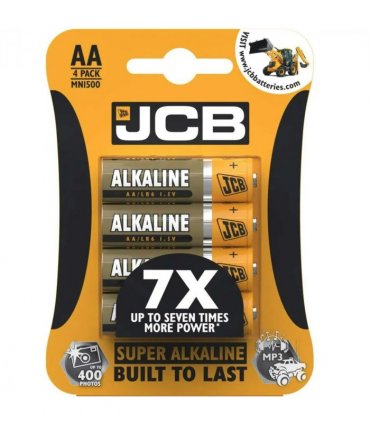 JCB AA Super Alkaline Batteries 4 Per Card - Box of 10