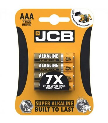 JCB AAA Super Alkaline Batteries 4 Per Card - Box of 10
