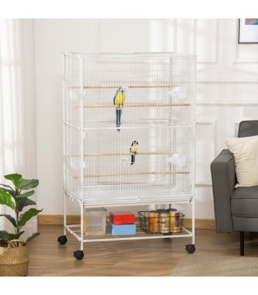 Large Bird Cage Budgie Cage for Finch Canaries Parrot with Stand White
