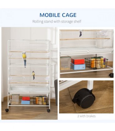 Large Bird Cage Budgie Cage for Finch Canaries Parrot with Stand White