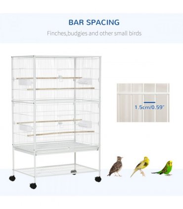 Large Bird Cage Budgie Cage for Finch Canaries Parrot with Stand White