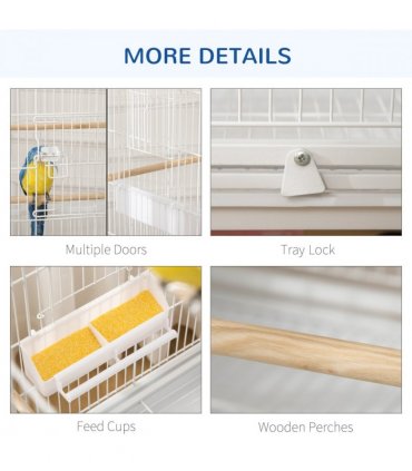 Large Bird Cage Budgie Cage for Finch Canaries Parrot with Stand White