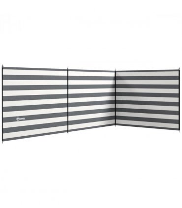 Camping Windbreak Grey White Polyester Steel 540L x 150H  Portable Wind Blocker