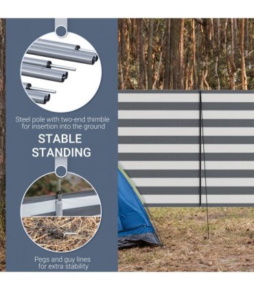 Camping Windbreak Grey White Polyester Steel 540L x 150H  Portable Wind Blocker