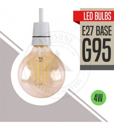 LED Dimmable Bulb G95 E27 4W 2700K Amber Glass Metal Vintage Light Bulbs 10Pack