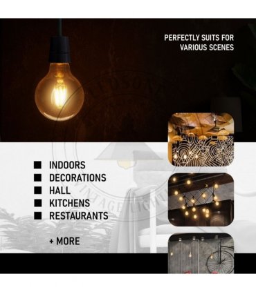 LED Dimmable Bulb G95 E27 4W 2700K Amber Glass Metal Vintage Light Bulbs 10Pack
