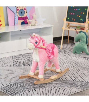 Kids Rocking Unicorn Ride-On Horse Pink 62H x 74L x 33Wcm 36-72 Mnths