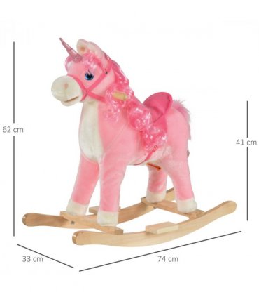 Kids Rocking Unicorn Ride-On Horse Pink 62H x 74L x 33Wcm 36-72 Mnths