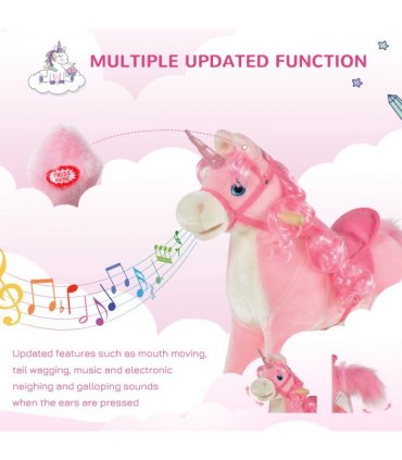 Kids Rocking Unicorn Ride-On Horse Pink 62H x 74L x 33Wcm 36-72 Mnths
