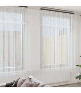 vidaXL Lace Curtain with Curtains Floral White 260 x 400 cm Polyester