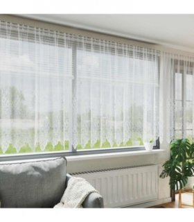 vidaXL Lace Curtain with Curtains Floral White 140 x 600 cm Polyester