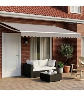 vidaXL Electric Retractable Awning Light Grey and White 4 x 3 m