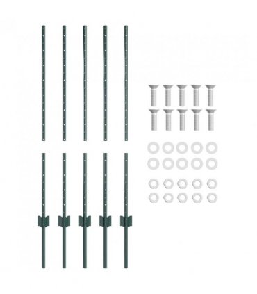 vidaXL Embedded Fence Post 5 pcs Green 140 cm Powder-Coated Steel