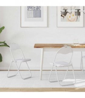 vidaXL Folding Chair 2 pcs White and Grey 48 x 43.5 x 81 cm