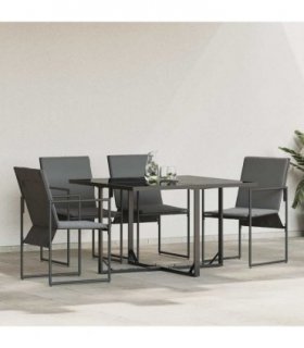 vidaXL Chair with Cushion 4 pcs Black and Anthracite Textilene