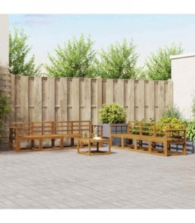 vidaXL Outdoor Sofa Set 9 pcs Natural