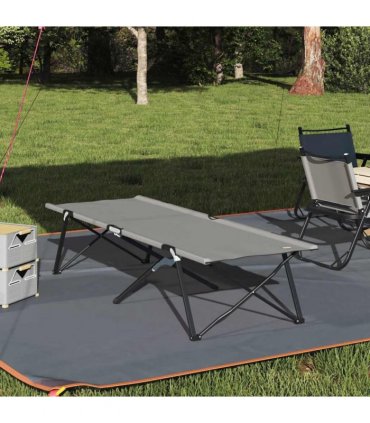 vidaXL Folding Camping Bed Grey 206 x 76 x 74 cm Oxford and Steel