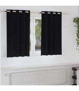 vidaXL Blackout Curtains with Rings 2 pcs Black 140 x 140 cm Polyester