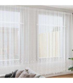 vidaXL Lace Curtain with Curtains Floral White 280 x 750 cm Polyester