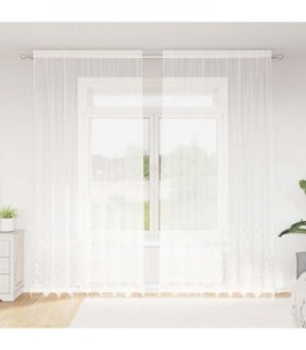 vidaXL Lace Curtain with Curtains Floral White 280 x 200 cm Polyester