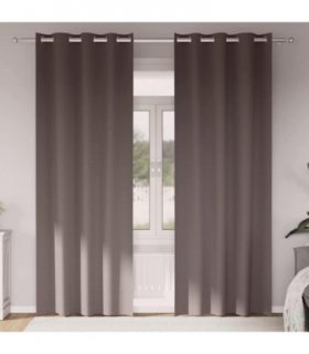 vidaXL Blackout Curtains with Rings 2 pcs Dark Brown 225 x 140 cm